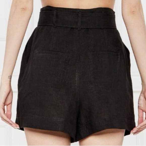 MARELLA by Max Mara Panama Linen Pleated High Waist Belted Shorts Black NWT $225 - Picture 16 of 16